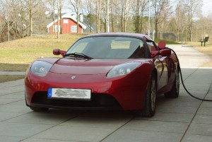 A Tesla Roadster in Uppsala