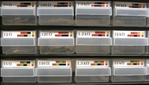 Detailed view of drawers with 50mm x 11mm labels.