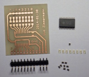 The parts for the circuit - I went for a surface-mounted design.