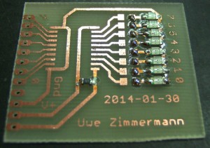 Soldering SMD by hand: starting the second row of devices.