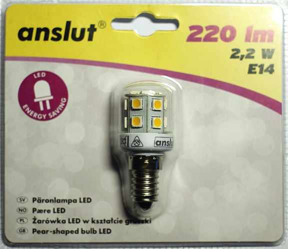 2.2 W E14 LED light bulb from Anslut.