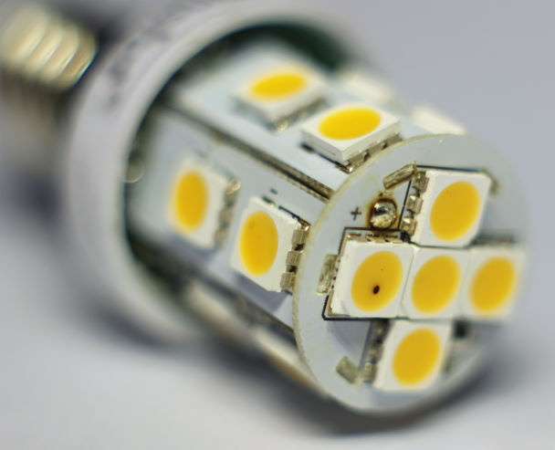Do you see the black spot? In each of the PLCC 5050-LEDs there are 3 individual LED chips. The black spot is exactly on top of one of these...