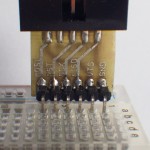 First prototype with a 90-degree angled connector towards the breadboard.