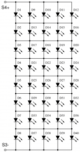 Connection diagram of the individual SMD LEDs inside the IKEA LEDARE 1000lm bulb.