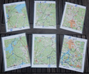 My set of maps for the trip - laminated into plastic pockets.