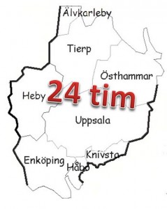 Uppsala county and its eight municipalities (map borrowed from the cache description).