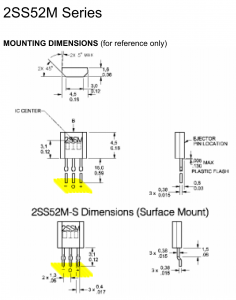 Pinout of the 2SS52M magnetic sensor according to an older datasheet.