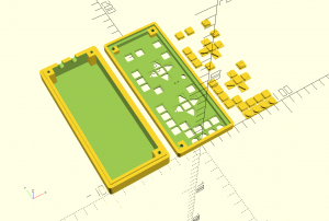 3D view of the housing ot the remote control in OpenSCAD.