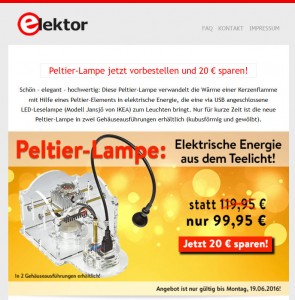 Unschlagbares Angebot der Firma Elektor.